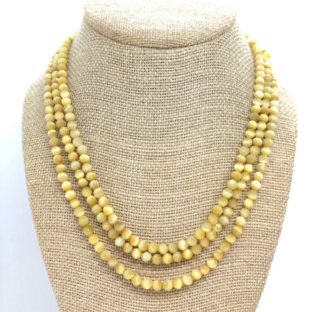 JAY KING Necklace Golden Yellow Stone Multi Strand Sterling Silver DTR